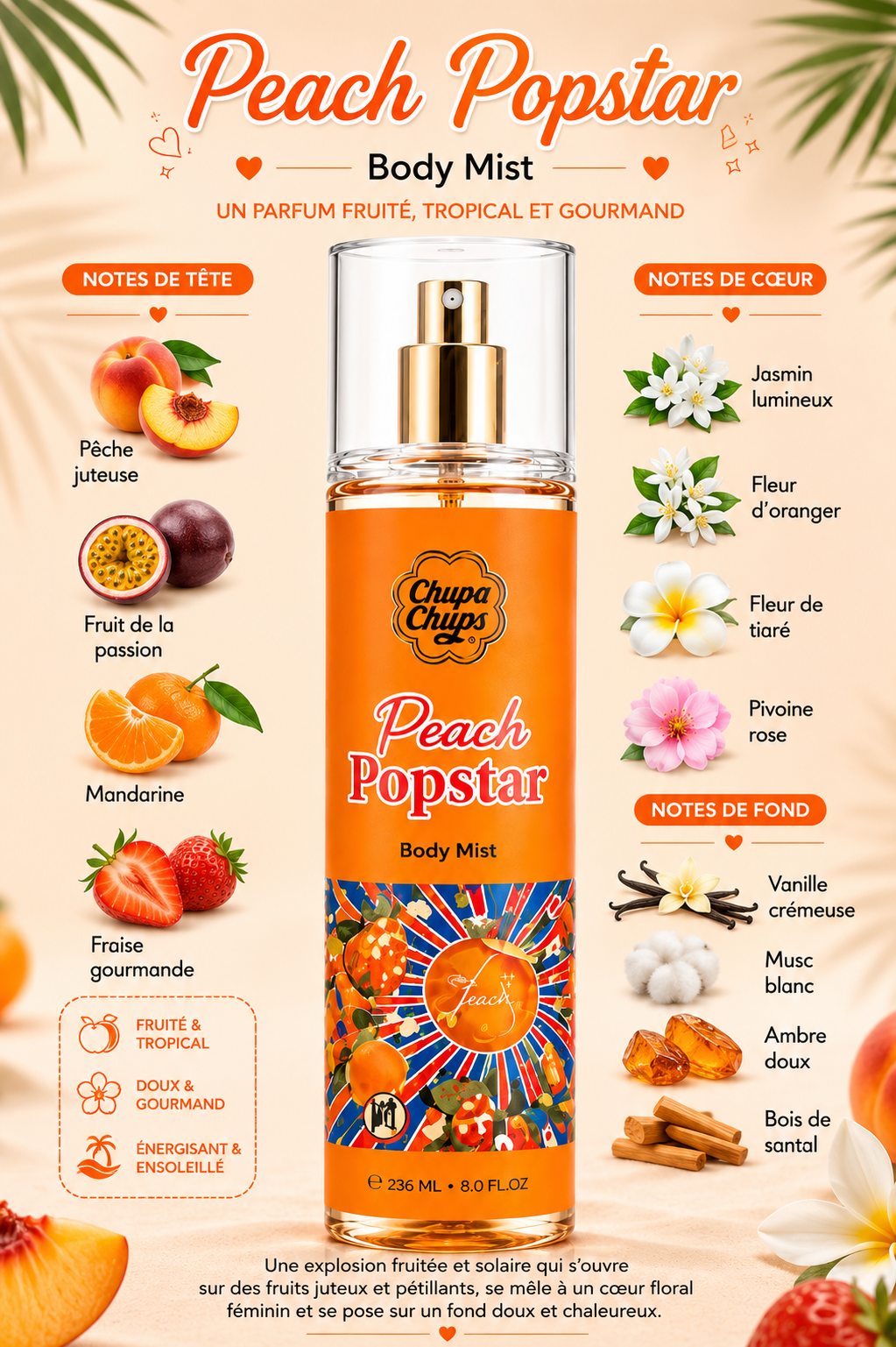 Chupa Chups Peach Popstar 236ml