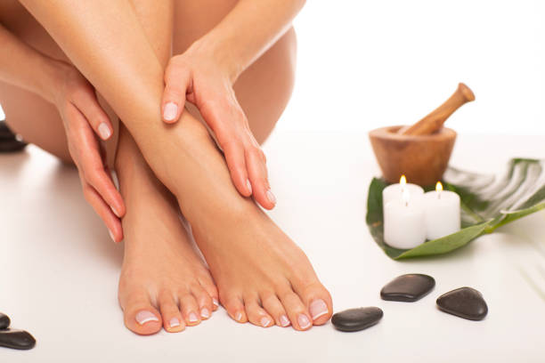 huile de coco pieds soins massage